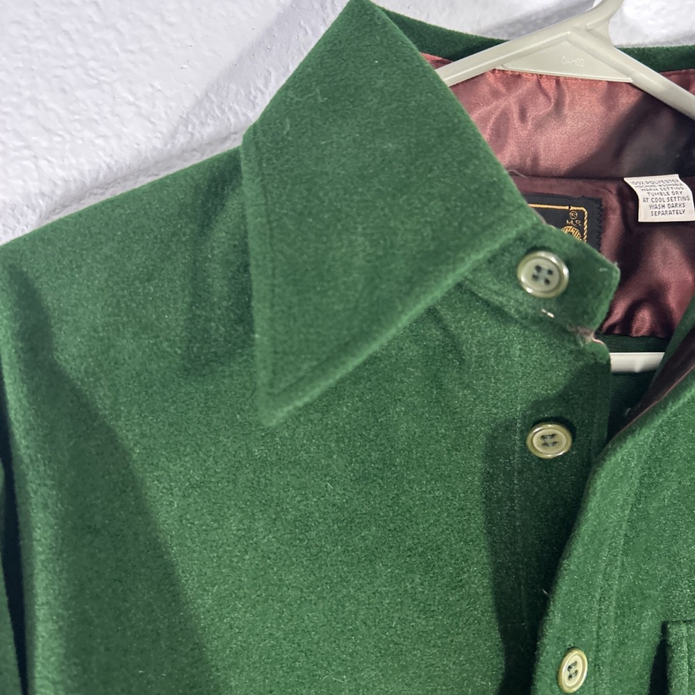 1980s Lee Shacket Size Small Forest Green Western Button Down Cruiser Shirt VTG - Picture 7 of 13